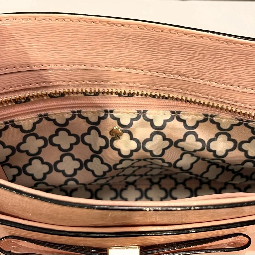Kate Spade Purse Pink Bow Patent Leather Crossbody Bag Purse Zip Closure Spring